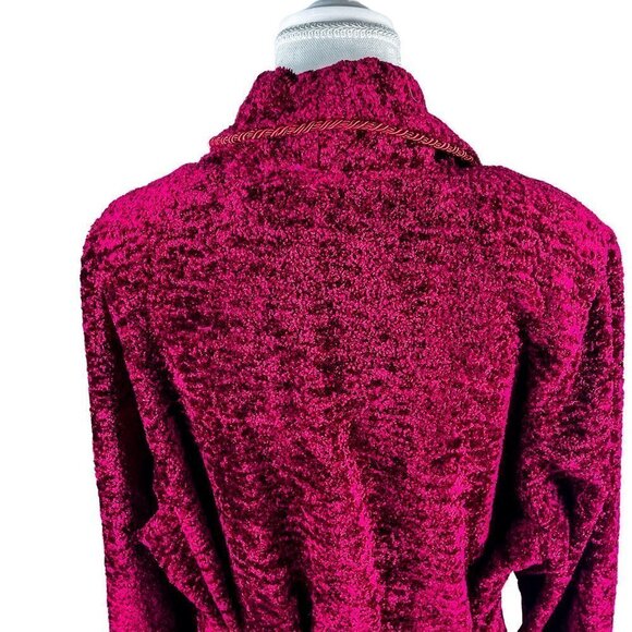 Vintage Diamond Tea Red Crushed Velvet Full Length Robe - Picture 8 of 15